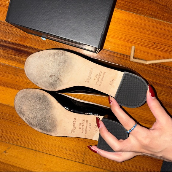 Repetto Camille ballet flats noir black with pink trim - Picture 8 of 9